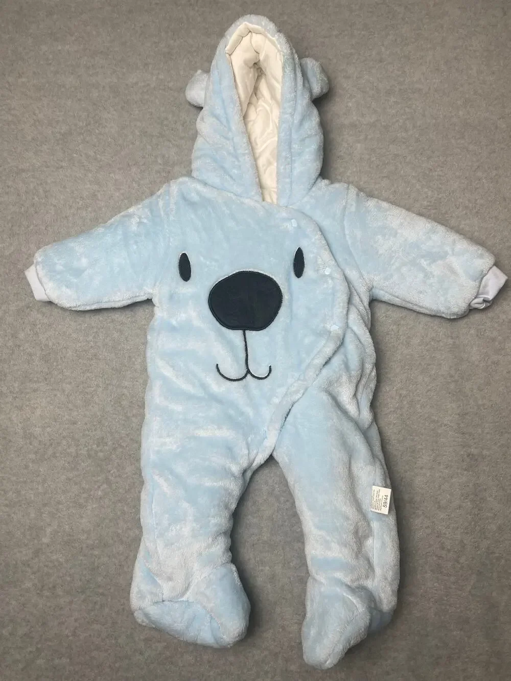 Teddy Bear Onesie Snowsuit Hooded Footie Size 3 months